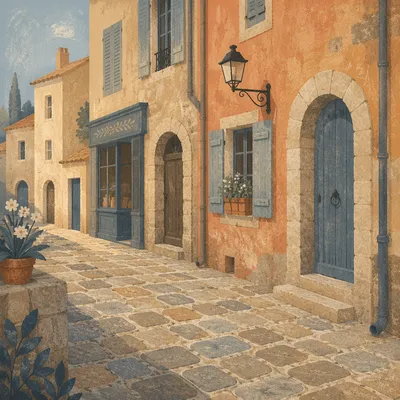 Morning Cobblestone Street in Old European Town