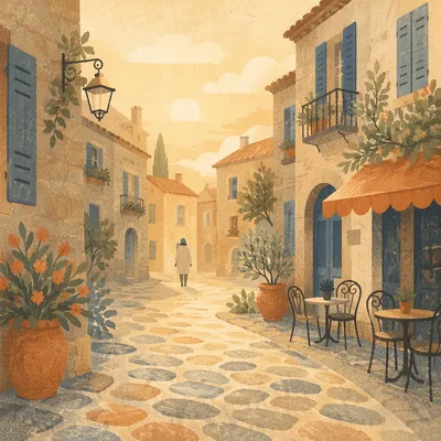 Quiet Cobblestone Street in Morning Light