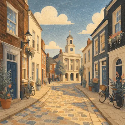 Morning Light on Old European Cobblestones