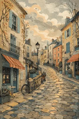 Quiet Cobblestone Street in Morning Light