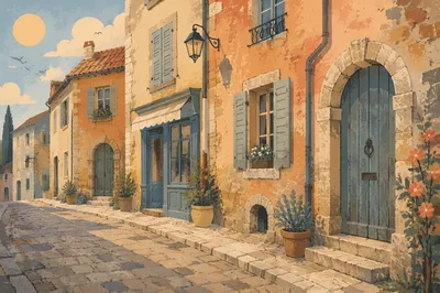 Morning Cobblestone Street in Old Europe