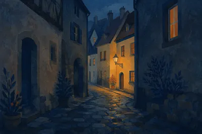 Morning Cobblestone Alley in Old Europe