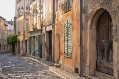 Morning Cobblestone Street in Old European Town