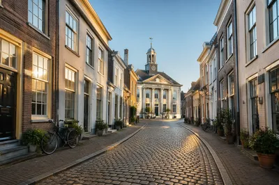 Quiet Old European Town at Morning