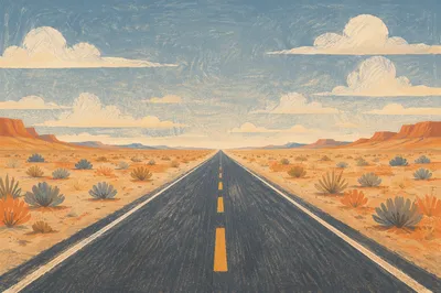 Endless Desert Highway Under Open Sky