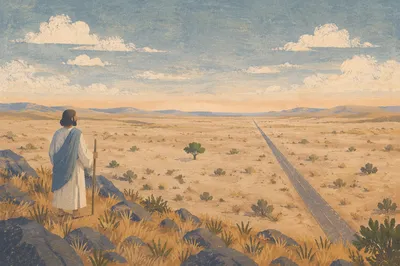 Empty Desert Road to Distant Horizon