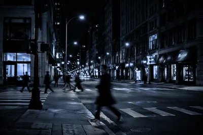 Moody Downtown Crosswalk at Night