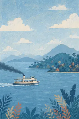 Passenger Ferry Crossing Calm Island Waters