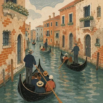 Gondolas on Historic Venetian Canal