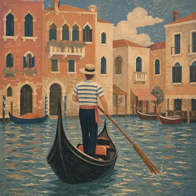 Gondola Gliding Past Venetian Canal Architecture
