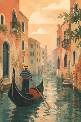 Romantic Gondola Through Misty Venetian Canal