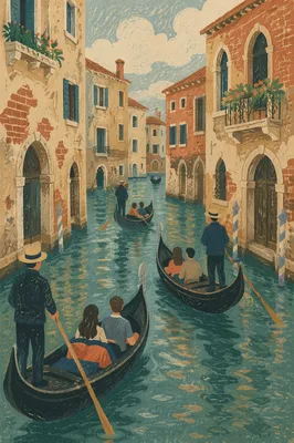 Venetian Gondolas on Historic Canal View