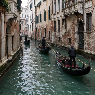 Venetian Gondolas on Historic Narrow Canal
