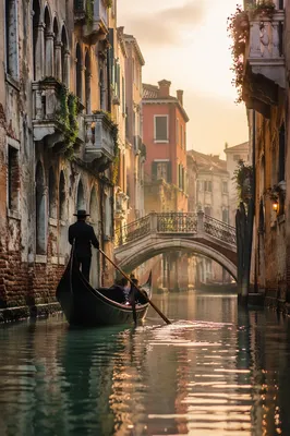 Romantic Gondola Canal at Venetian Sunrise