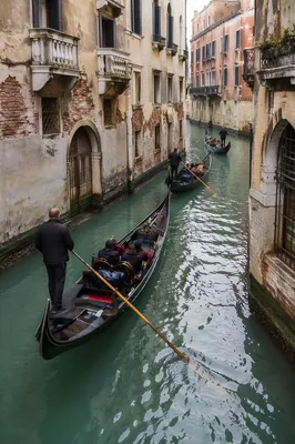 Venetian Gondolas on Historic Narrow Canal