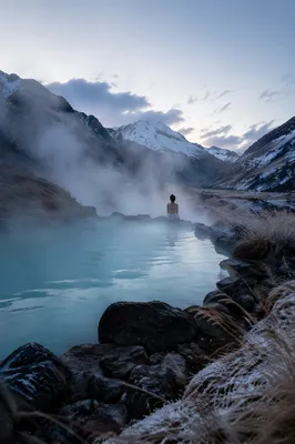 Steaming Mountain Hot Spring at Blue Hour