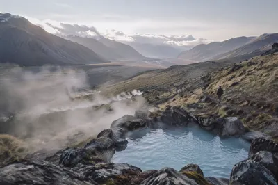Secluded Mountain Hot Spring at Dawn
