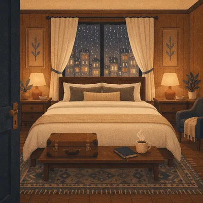 Luxury Hotel Bed at Blue Hour