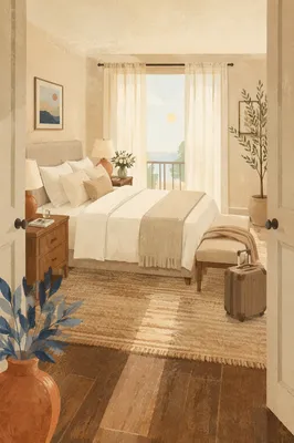 Serene Luxury Hotel Room Bedroom Interior
