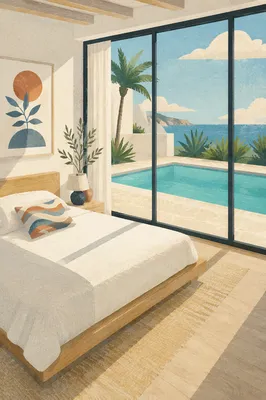 Luxury Hotel Daybed with Pool View