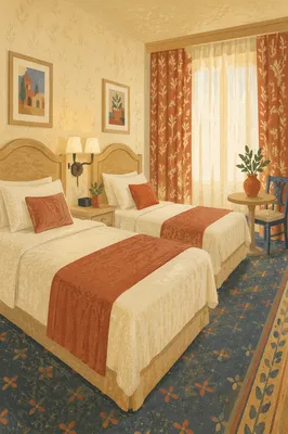 Luxury Twin Bed Hotel Room Interior