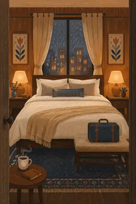 Luxury Hotel Bed at Blue Hour