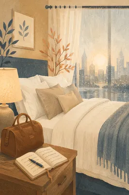 Luxury Hotel Bed at Peaceful Dawn