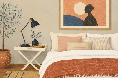 Luxury Boutique Hotel Bed with Terracotta Accents