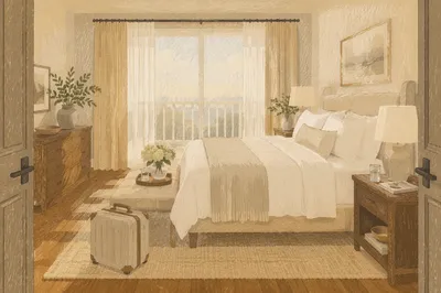 Serene Luxury Hotel Room Bedroom Interior