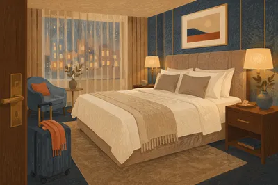 Luxury Hotel Bed at Blue Hour