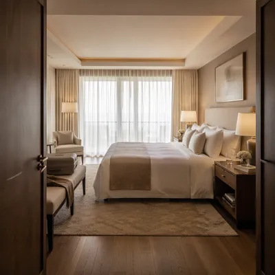 Serene Luxury Hotel Room Bedroom Interior