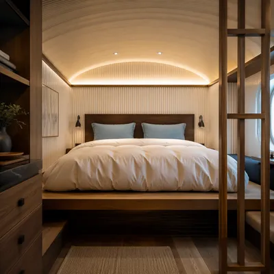 Luxury Hotel Bed in Cozy Travel Alcove
