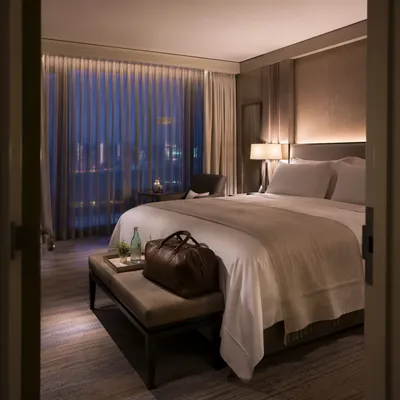Luxury Hotel Bed at Serene Blue Hour