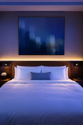 Luxury Hotel Bed with Evening Ambience