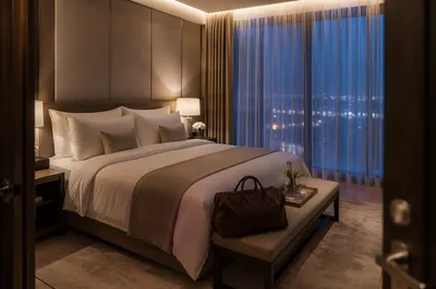 Serene Luxury Hotel Room at Blue Hour