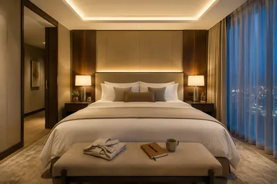 Luxury Hotel Bedroom at Blue Hour