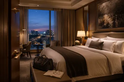 Luxury Hotel Bedroom at Blue Hour