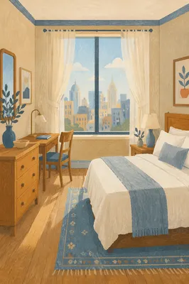 Serene Hotel Room with City View