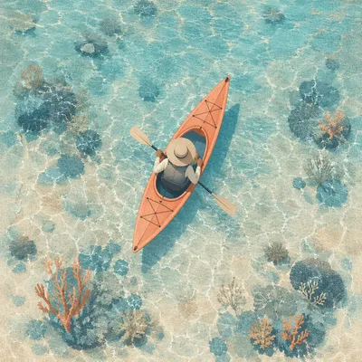 Kayak Over Crystal Clear Turquoise Water