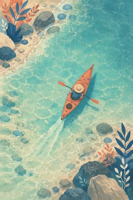 Overhead Kayak on Crystal Clear Turquoise Water
