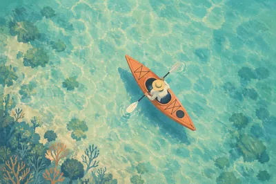 Overhead Kayak on Crystal Clear Sea
