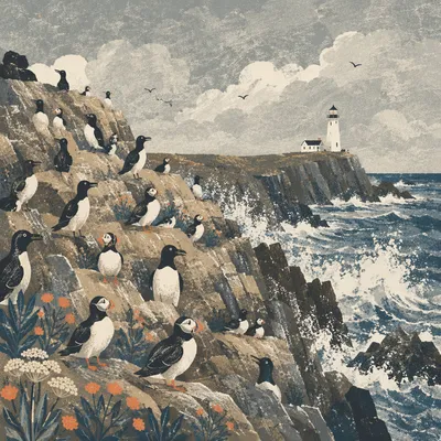 Lighthouse Above Rugged Rocky Ocean Coast