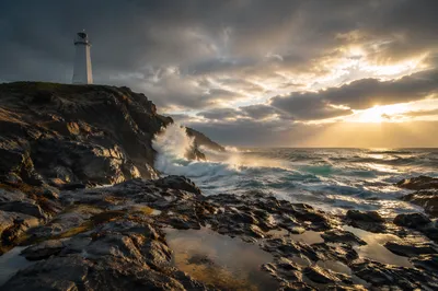 Solitary Lighthouse Above a Stormy Coast