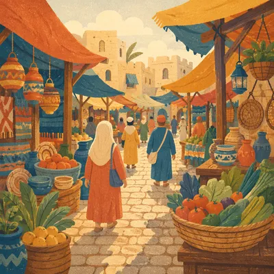 Sunlit Old Town Market Walkway