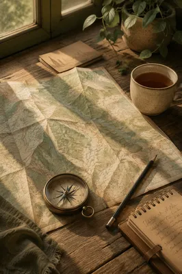 Rustic Map and Compass Travel Planning