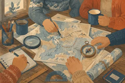 Map and Compass Travel Planning Table