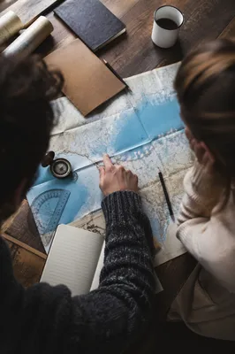 Map and Compass Travel Planning Scene