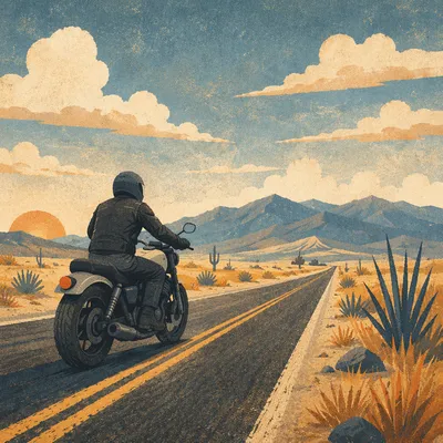 Motorcycle Freedom on Desert Open Road