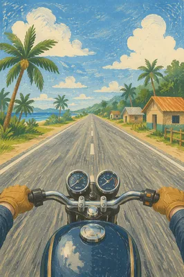Motorcycle Freedom on Coastal Open Road