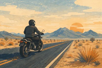 Motorcycle Freedom on Desert Highway